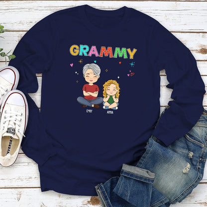 Grandma Colorful - Personalized Custom Long Sleeve T-shirt - Blithe Hub