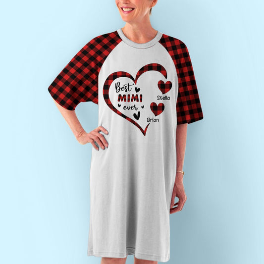 Grandma Heart With Kids Names - Personalized Custom 3/4 Sleeve Dress - Blithe Hub