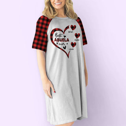 Grandma Heart With Kids Names - Personalized Custom 3/4 Sleeve Dress - Blithe Hub