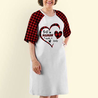 Grandma Heart With Kids Names - Personalized Custom 3/4 Sleeve Dress - Blithe Hub