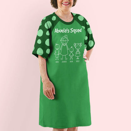 Grandma's Squad - Personalized Custom 3/4 Sleeve Dress - Blithe Hub