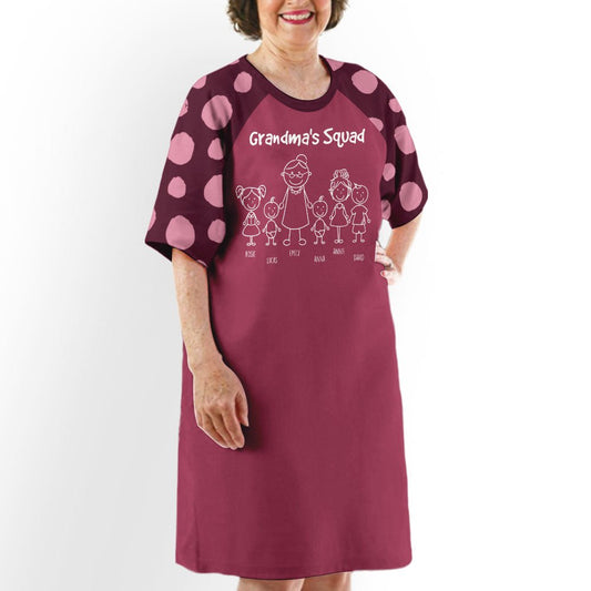 Grandma's Squad - Personalized Custom 3/4 Sleeve Dress - Blithe Hub