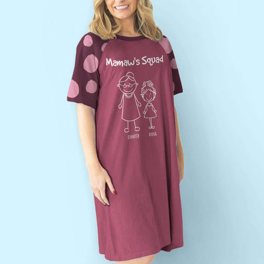 Grandma's Squad - Personalized Custom 3/4 Sleeve Dress - Blithe Hub