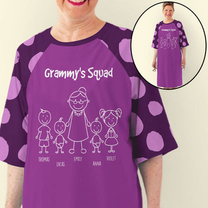 Grandma's Squad - Personalized Custom 3/4 Sleeve Dress - Blithe Hub