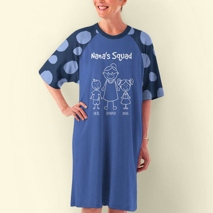 Grandma's Squad - Personalized Custom 3/4 Sleeve Dress - Blithe Hub