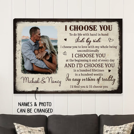 I Choose You From The Beginning - Personalized Custom Photo Canvas Print - Blithe Hub