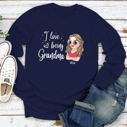 I Love Being Grandma - Personalized Custom Long Sleeve T-shirt - Blithe Hub