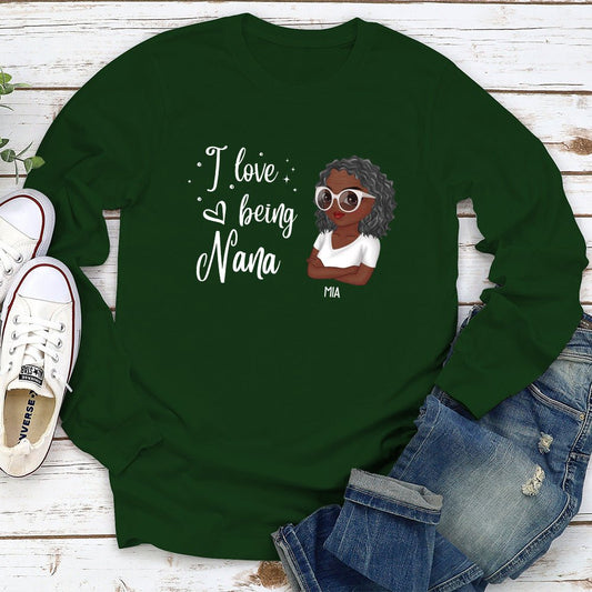 I Love Being Grandma - Personalized Custom Long Sleeve T-shirt - Blithe Hub