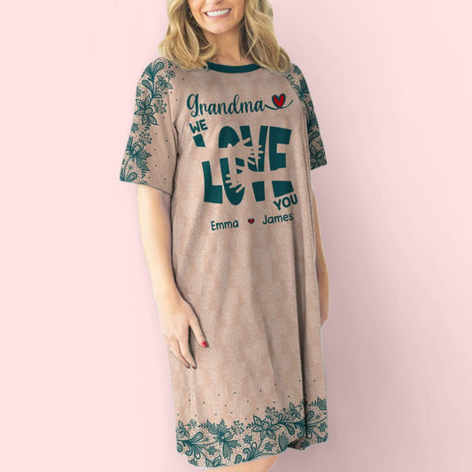 Kids Love Grandma - Personalized Custom 3/4 Sleeve Dress - Blithe Hub