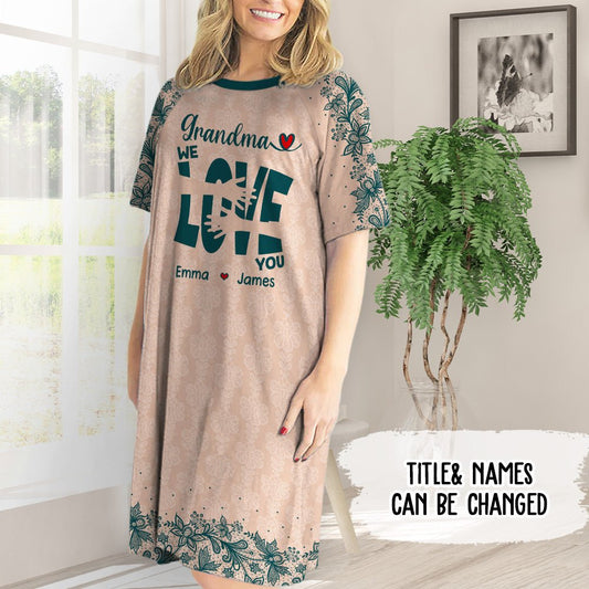 Kids Love Grandma - Personalized Custom 3/4 Sleeve Dress - Blithe Hub