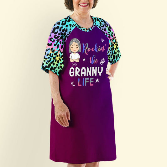 Lovely Leopard Grandma Life - Personalized Custom 3/4 Sleeve Dress - Blithe Hub