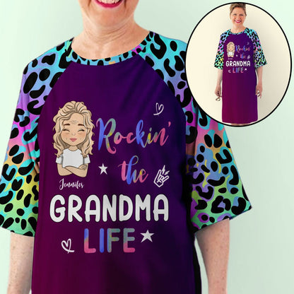 Lovely Leopard Grandma Life - Personalized Custom 3/4 Sleeve Dress - Blithe Hub