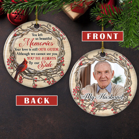 So Loved, So Missed - Personalized Custom Photo Circle Ceramic Ornament