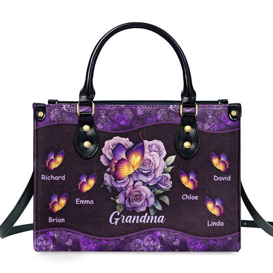 Grandma Butterfly - Personalized Custom Leather Bag