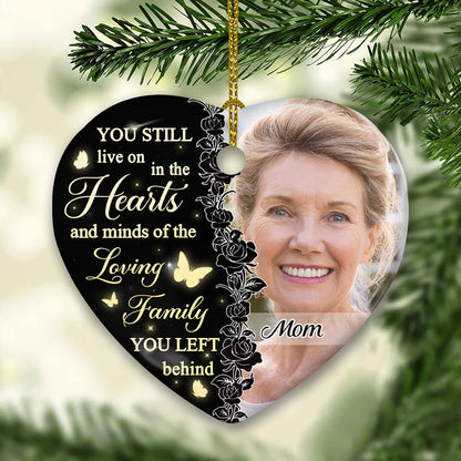 Still In Our Hearts - Personalized Custom Heart Ceramic Christmas Ornament