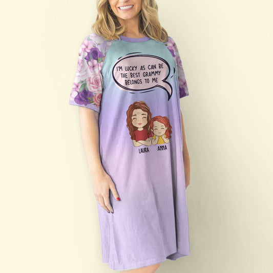 Precious Grandma Belongs To Us - Personalized Custom 3/4 Sleeve Dress - Blithe Hub