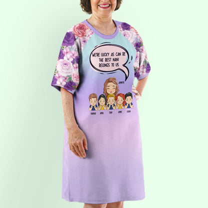 Precious Grandma Belongs To Us - Personalized Custom 3/4 Sleeve Dress - Blithe Hub