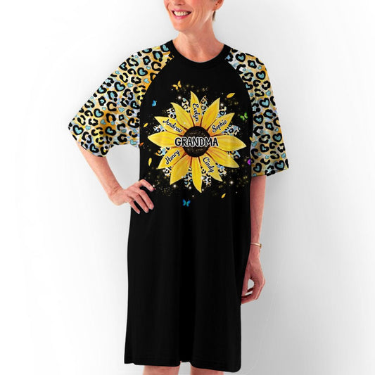 Sunflower Grandma - Personalized Custom 3/4 Sleeve Dress - Blithe Hub