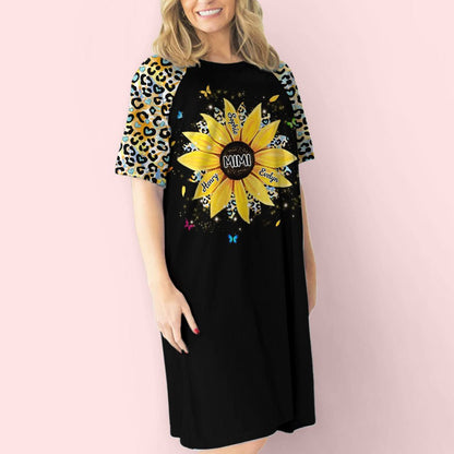 Sunflower Grandma - Personalized Custom 3/4 Sleeve Dress - Blithe Hub