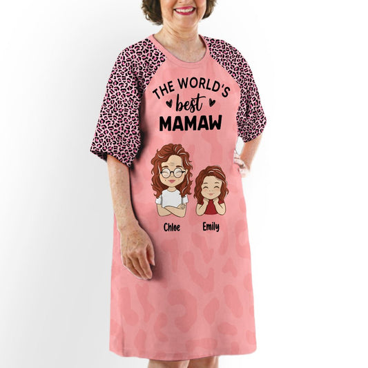 The World's Best Grandma - Personalized Custom 3/4 Sleeve Dress - Blithe Hub